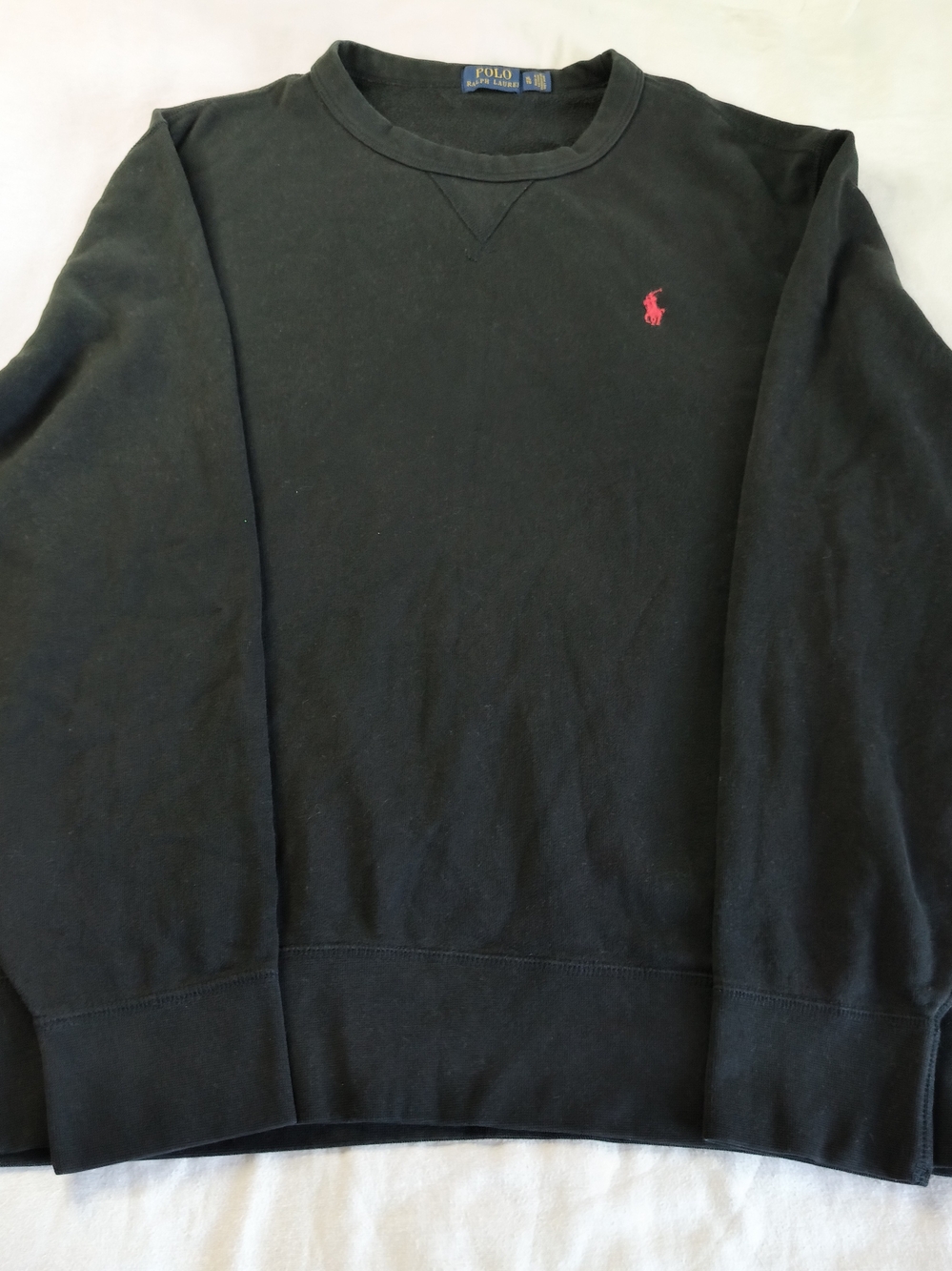 Polo Ralph Lauren Black Crewneck Sweatshirt Men's XL Red Pony Fleece Pullover